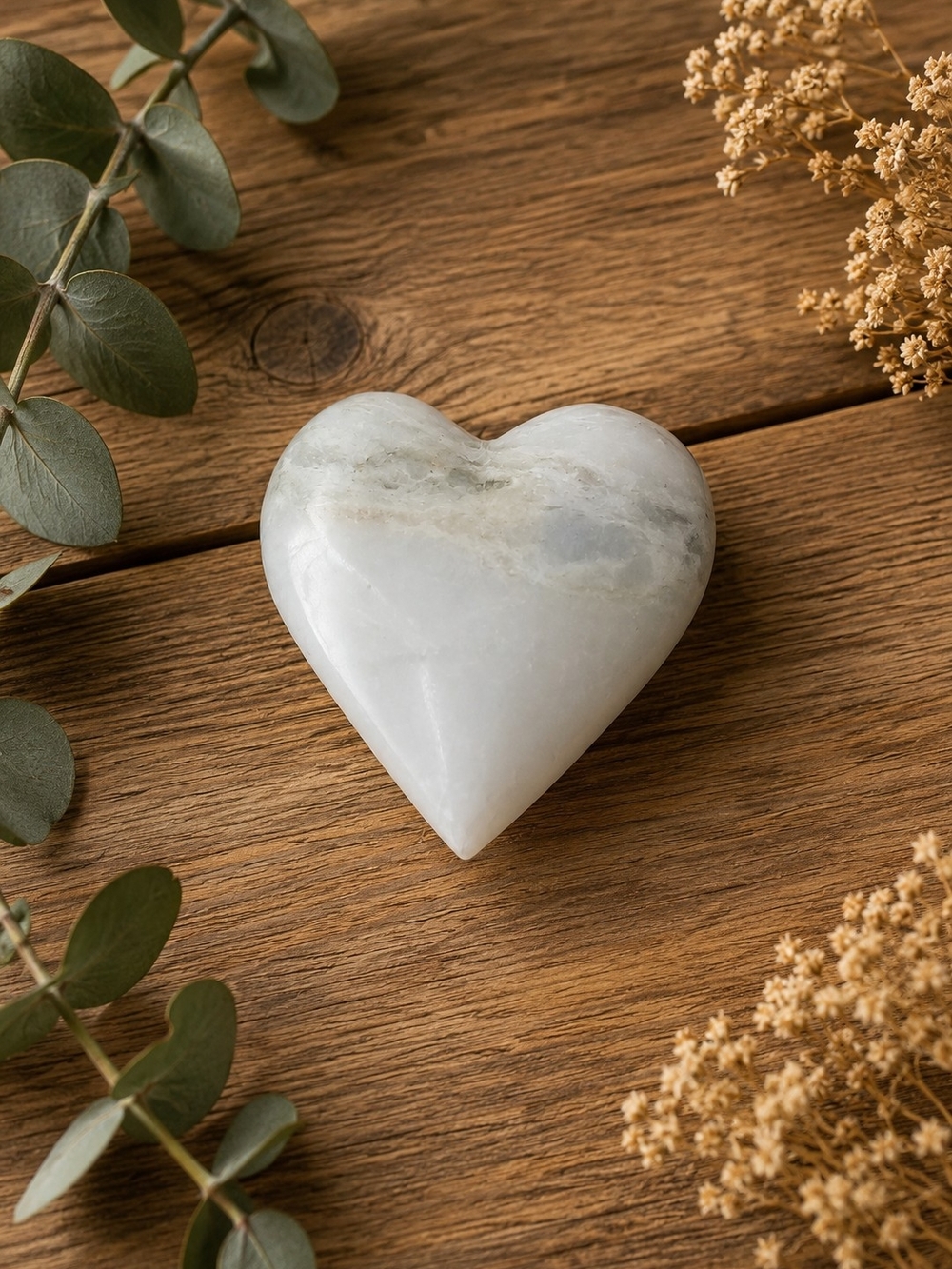 White Heart Shaped Stone Palmstone